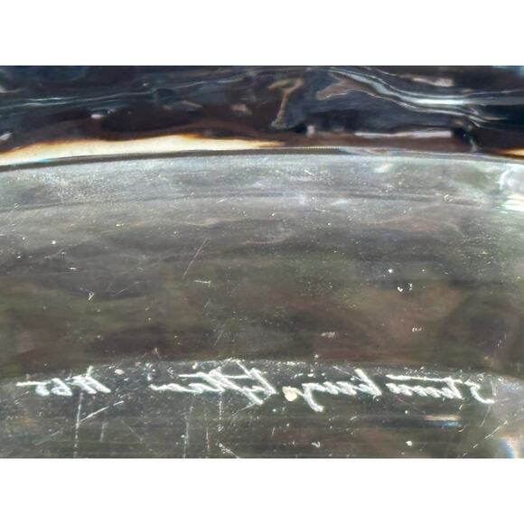 Vintage Strombergshyttan H65 Signed Sweden Art Glass Ashtray Blue Tint MCM READ - Picture 5 of 16